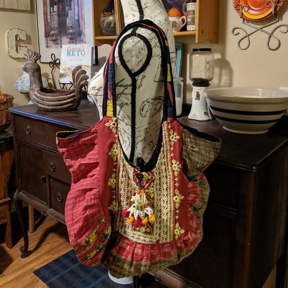 Boho material big deep Bag lots of Details - Picture 8 of 8